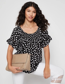 Millers Short Sleeve Shirred Printed Blouse