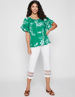 Millers Short Sleeve Shirred Printed Blouse
