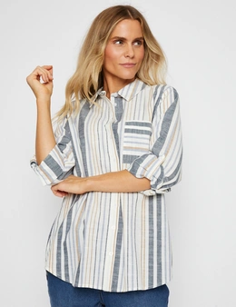 Millers Long Roll to 3/4 Sleeve Stripe Shirt