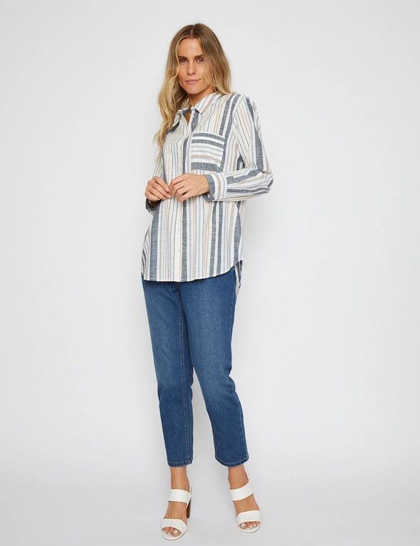 Millers Long Roll to 3/4 Sleeve Stripe Shirt, hi-res image number null