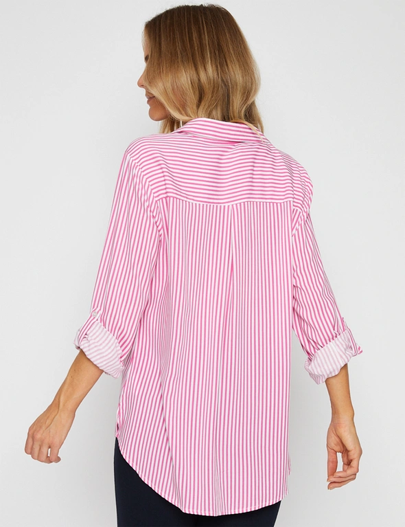 Millers Long Roll Sleeve Stripe Shirt, hi-res image number null