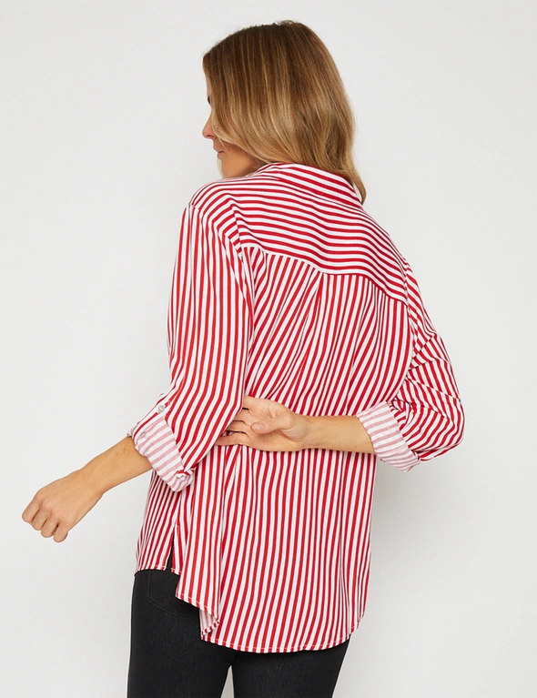 Millers Long Roll Sleeve Stripe Shirt, hi-res image number null