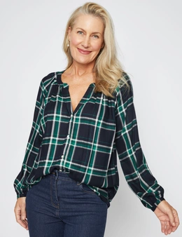 Millers Long Sleeve Check Button Blouse