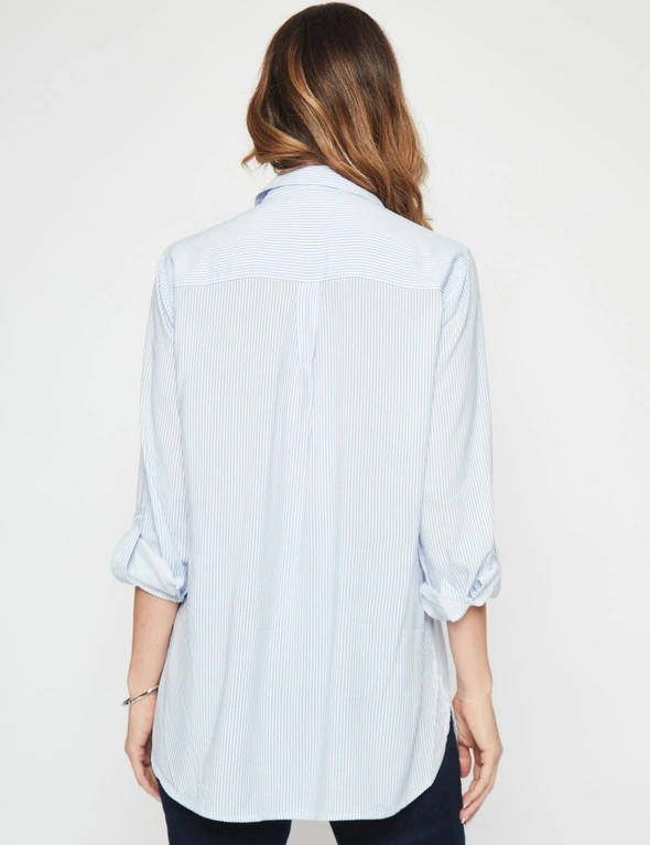 Millers Long Roll Sleeve Chambray Print Shirt, hi-res image number null