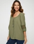 Millers 3/4 Sleeve Lace Insert Blouse, hi-res
