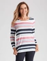 Millers Long Sleeve Stripe Neck Rib Polo, hi-res
