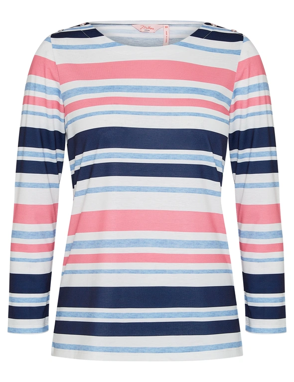 Millers Long Sleeve Stripe Neck Rib Polo, hi-res image number null