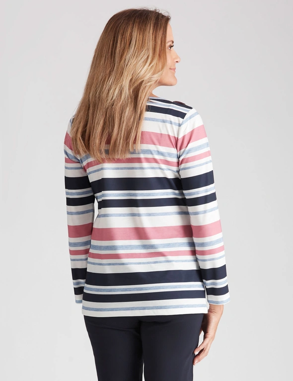 Millers Long Sleeve Stripe Neck Rib Polo, hi-res image number null