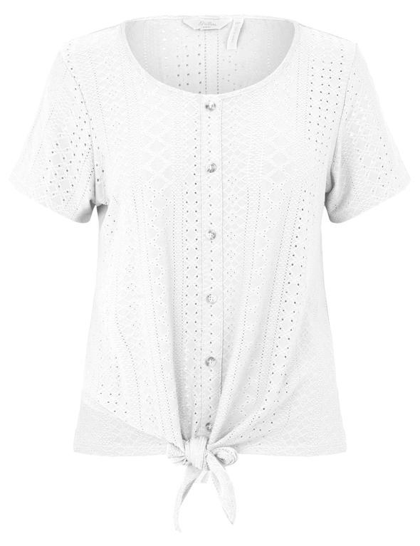 Millers Short Sleeve Knitwear Broidery Top with Tie Front | Crossroads ...
