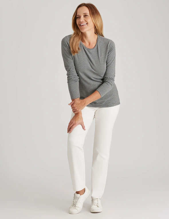 Millers Long Sleeve Soft Touch Stripe Scoop Neck Top, hi-res image number null