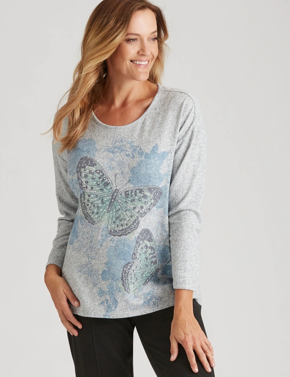 Millers Long Sleeve Placement Print Top, hi-res image number null