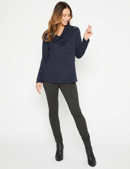 Millers Long Sleeve Brushed Cowl Neck Top with Shoulder Trim