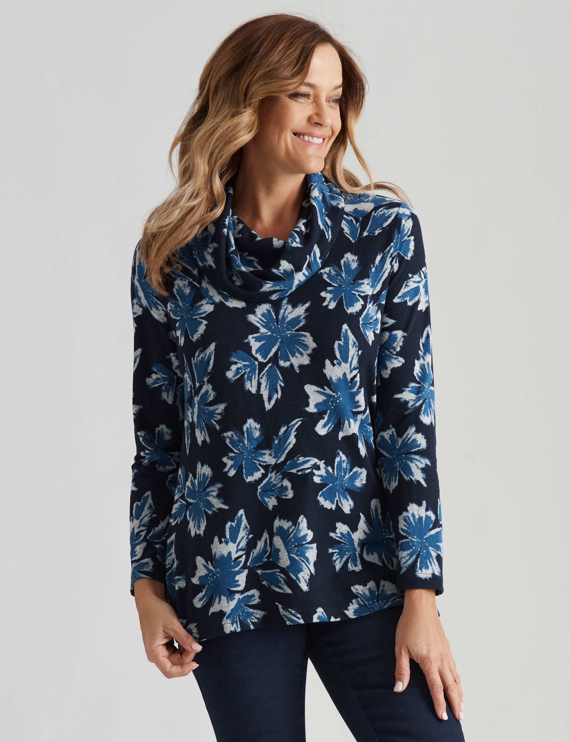 Millers Long Sleeve Printed Brushed Cowl Neck Top | W Lane