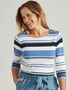 Millers 3/4 Sleeve Stripe T-Shirt with Shoulder Button Detail, hi-res