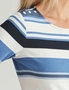Millers 3/4 Sleeve Stripe T-Shirt with Shoulder Button Detail, hi-res