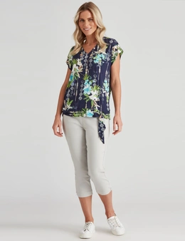 Millers Extended Sleeve Top with Side Tie at Hem