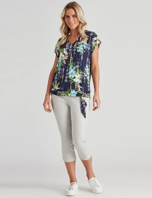 Millers Extended Sleeve Top with Side Tie at Hem, hi-res image number null
