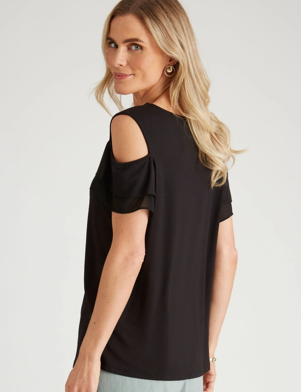 Millers Short Sleeve Cold Shoulder Top with Frill Sleeve, hi-res image number null