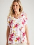 Millers Short Sleeve Printed Cold Shoulder Top with Frill Sleeve, hi-res