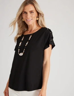 Millers Extended Sleeve Top with Lattice Shoulder Detail