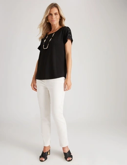 Millers Extended Sleeve Top with Lattice Shoulder Detail