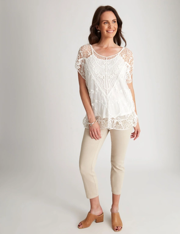 Millers Extended Sleeve Crochet Top, hi-res image number null