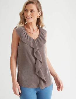 Millers Sleeveless Pleat Top with Ruffle Detail
