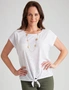 Millers Extended Sleeve Knit Broidery Tie Front Top, hi-res