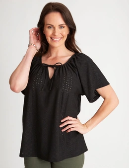 Millers Knit Broidery Peasant Top