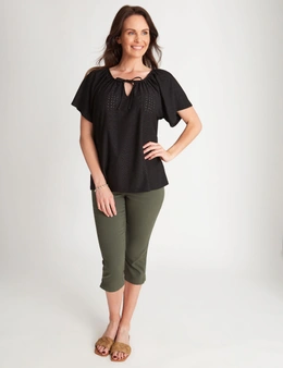 Millers Knit Broidery Peasant Top