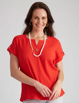 Millers Extended Sleeve Textured Notch Neck Top