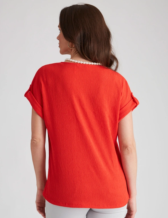 Millers Extended Sleeve Textured Notch Neck Top, hi-res image number null
