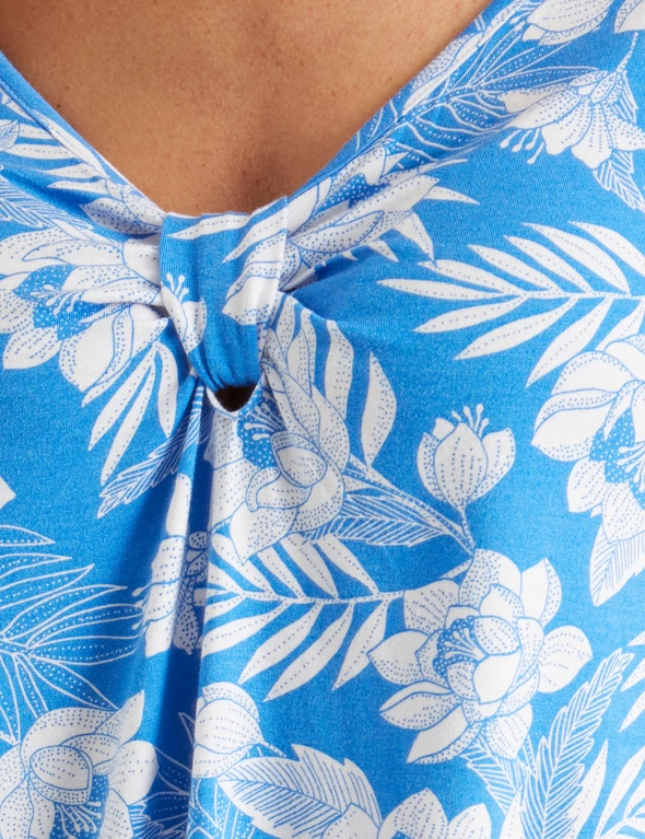 Millers Short Sleeve Printed Knot Detail V Neck Top, hi-res image number null
