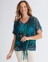 Millers Mesh Overlay Top with Tie Front and Necklace, hi-res