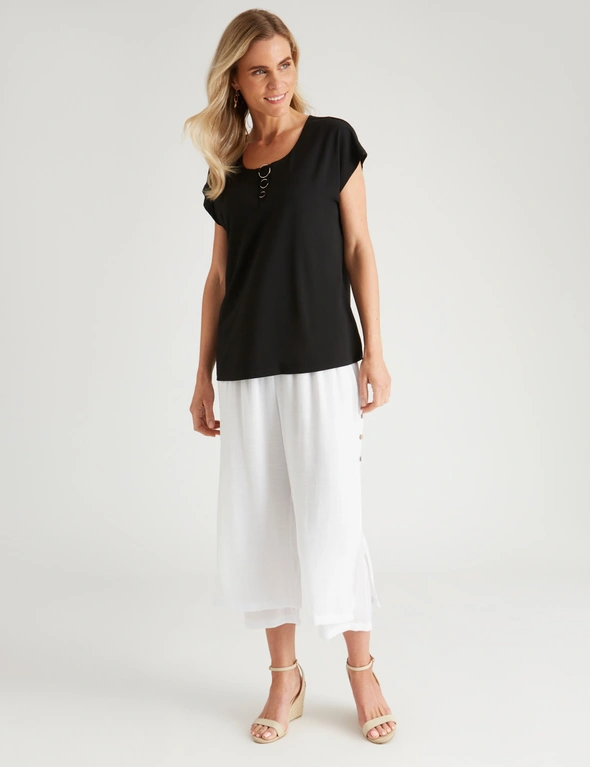 Millers Extended Sleeve Top with Ring Trim | Millers