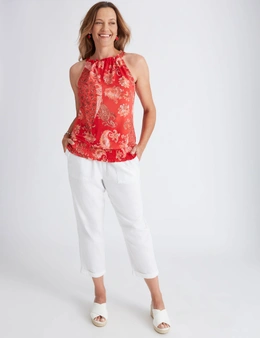 Millers Sleeveless Printed Top with Shirred Hem