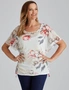 Millers Extended Sleeve Printed Mesh Scoop Neck with Gathered Sides, hi-res
