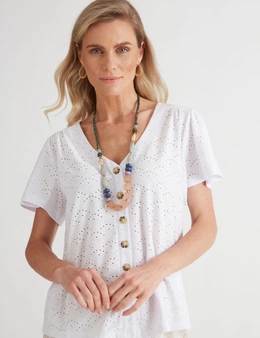 Millers Knit Broidery Top with Frill Sleeve