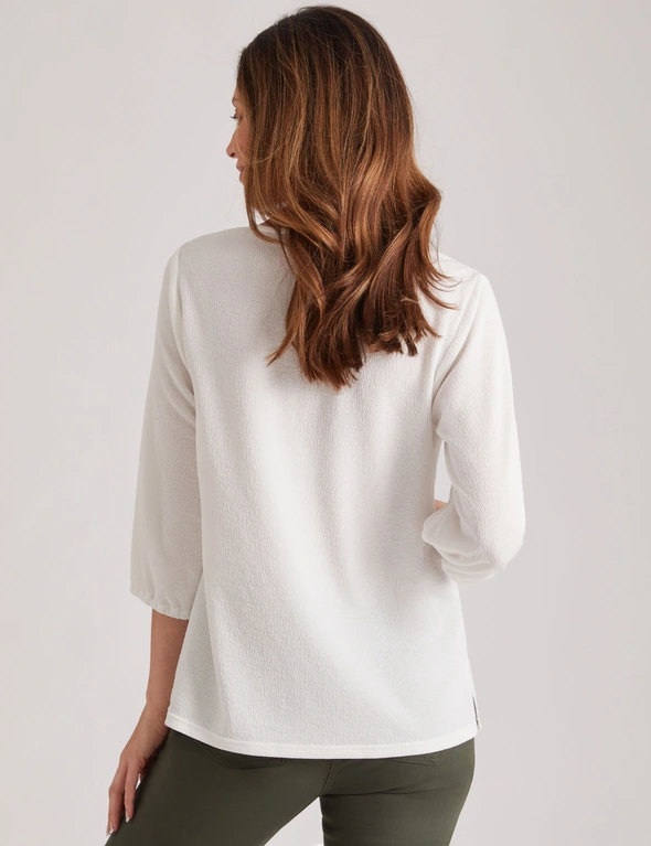 Millers 3/4 Sleeve Textured Top with Buttons, hi-res image number null