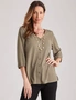 Millers 3/4 Sleeve Textured Top with Buttons, hi-res