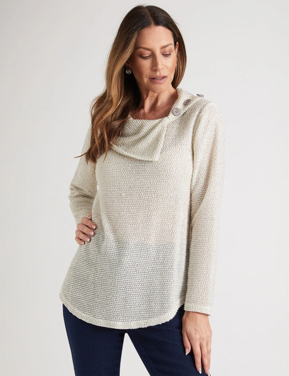 Millers Long Sleeve Textured Brushed Split Neck with Button Detail ...