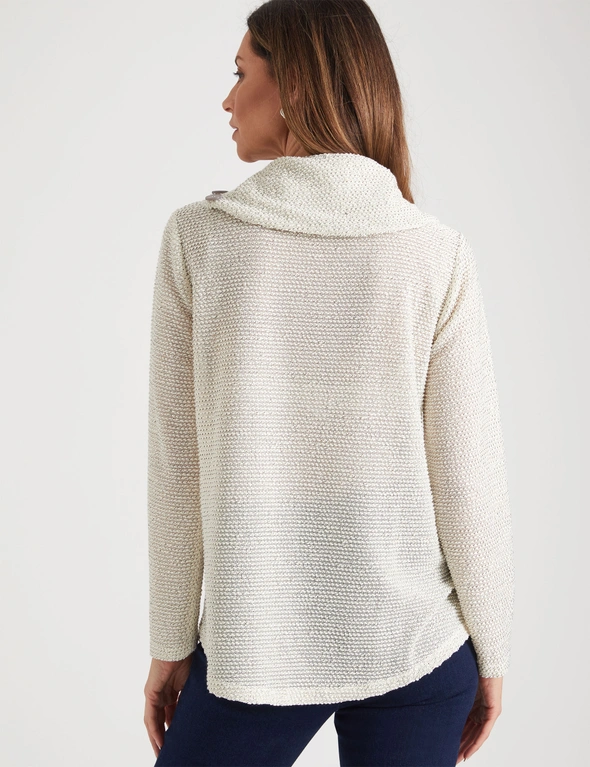 Millers Long Sleeve Textured Brushed Split Neck with Button Detail, hi-res image number null
