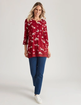 Millers 3/4 Sleeve Printed Tunic with Chiffon Trim