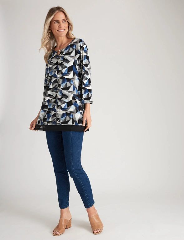 Millers 3/4 Sleeve Printed Tunic with Chiffon Trim, hi-res image number null