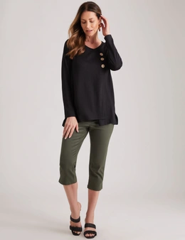 Millers Long Sleeve Brushed Top with Button Detail