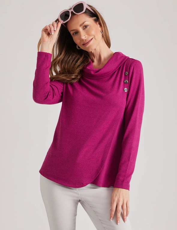 Millers Long Sleeve Brushed Cowl Neck Wrap Front, hi-res image number null