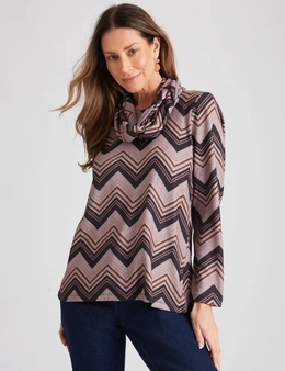 Millers Long Sleeve Printed Brushed Top with Snood