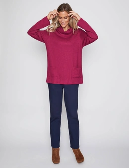 Millers Long Sleeve Rib Textured Brushed Roll Neck Top