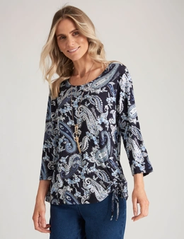 Millers 3/4 Sleeve Top with Side Ruching Detail