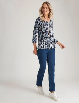 Millers 3/4 Sleeve Top with Side Ruching Detail